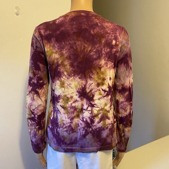 Kenar Cotton Sweater Womens Medium Tie Dyed Knit V-Neck Career Academia Church - Picture 8 of 8